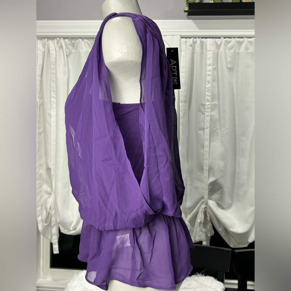 NWT 💜 Apt. 9 Purple Flowy Sheer Cinched Waist Top | Size Small - Picture 6 of 10